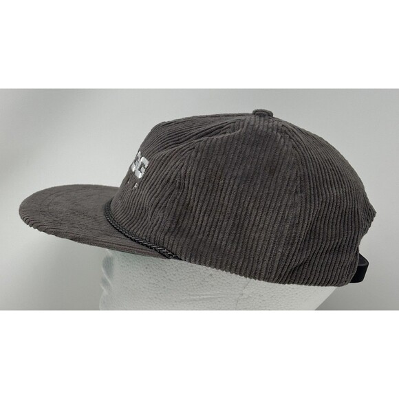 Bigg Golf Corduroy Strapback Rope Hat Grey Imperial Leather Strap Adjustable - Picture 3 of 8